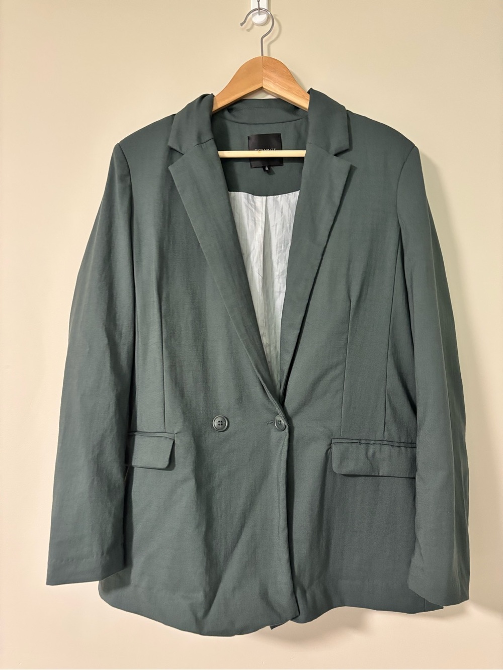 Dynamite Slate Green Two-Button Blazer